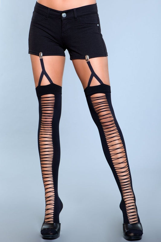 Illusion Clip Garter Thigh High Stockings