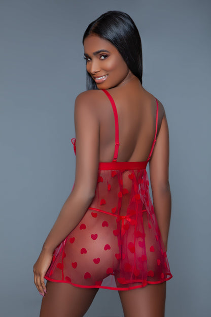 Valentina Red Babydoll Matching Set