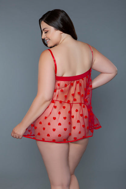 Valentina Red Babydoll Matching Set