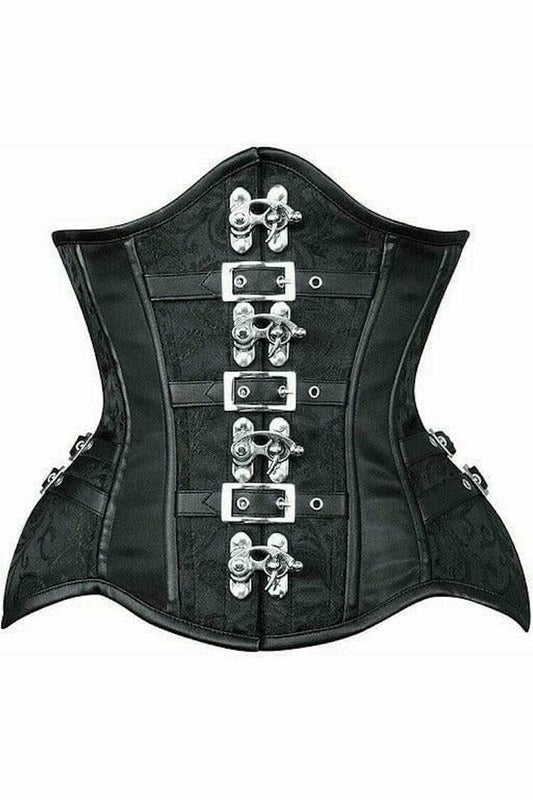 Daisy TD-1823 Black Brocade Steel Boned Underbust Corset w/Buckles Size Medium