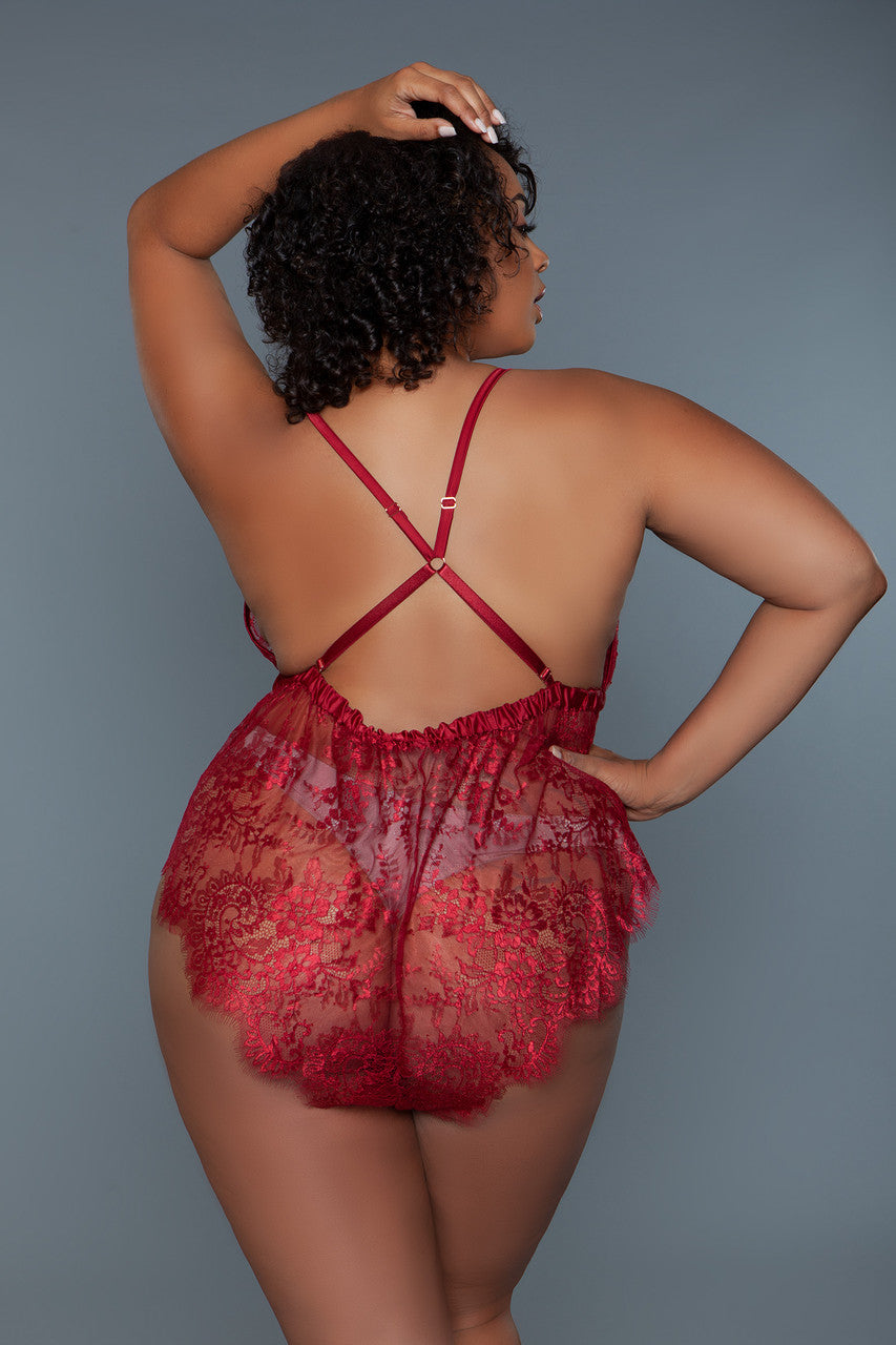 Nancy Lace Plunging Neckline Teddy