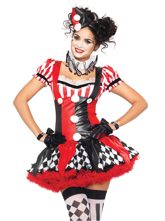 3PC Harlequin Clown Costume