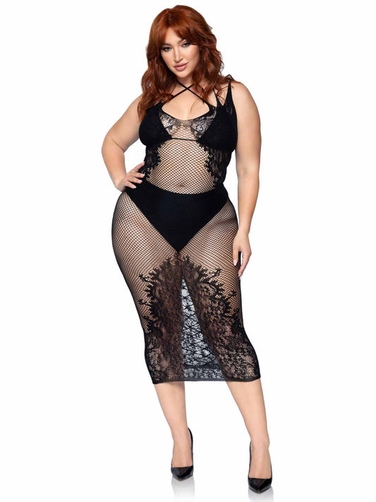 Leg Avenue  Seamless Net And Lace Halter Dress  86064X