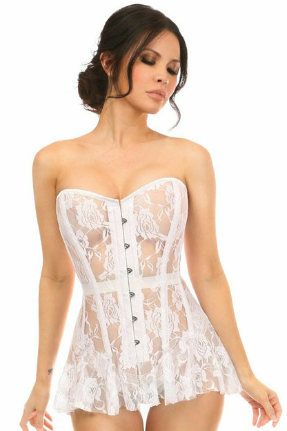 Daisy White Sheer Lace Corset Dress LV-1411