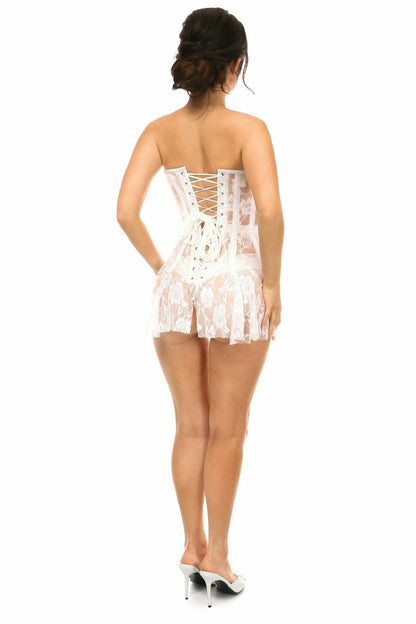 Daisy White Sheer Lace Corset Dress LV-1411