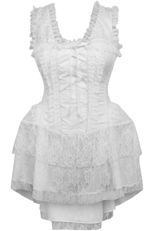 Daisy TD-027 Steel Boned White Lace Victorian Corset Dress
