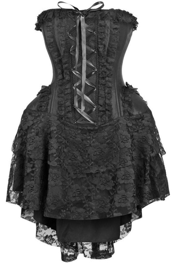 Daisy TD-071 Steel Boned Strapless Black Lace Victorian Corset Dress