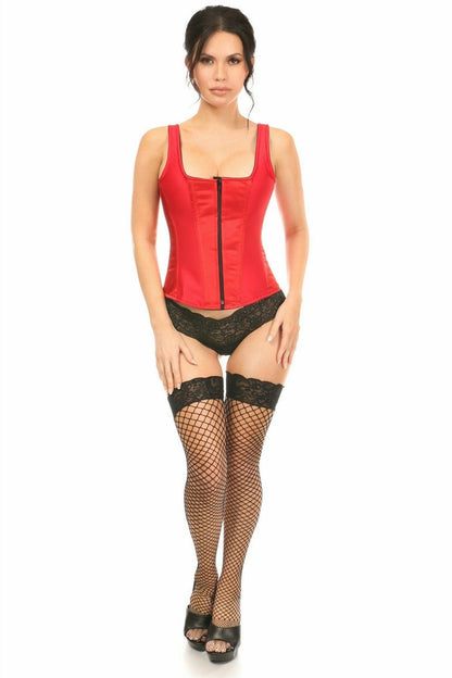 Daisy Red Satin Steel Boned Corset w/Straps TD-1724