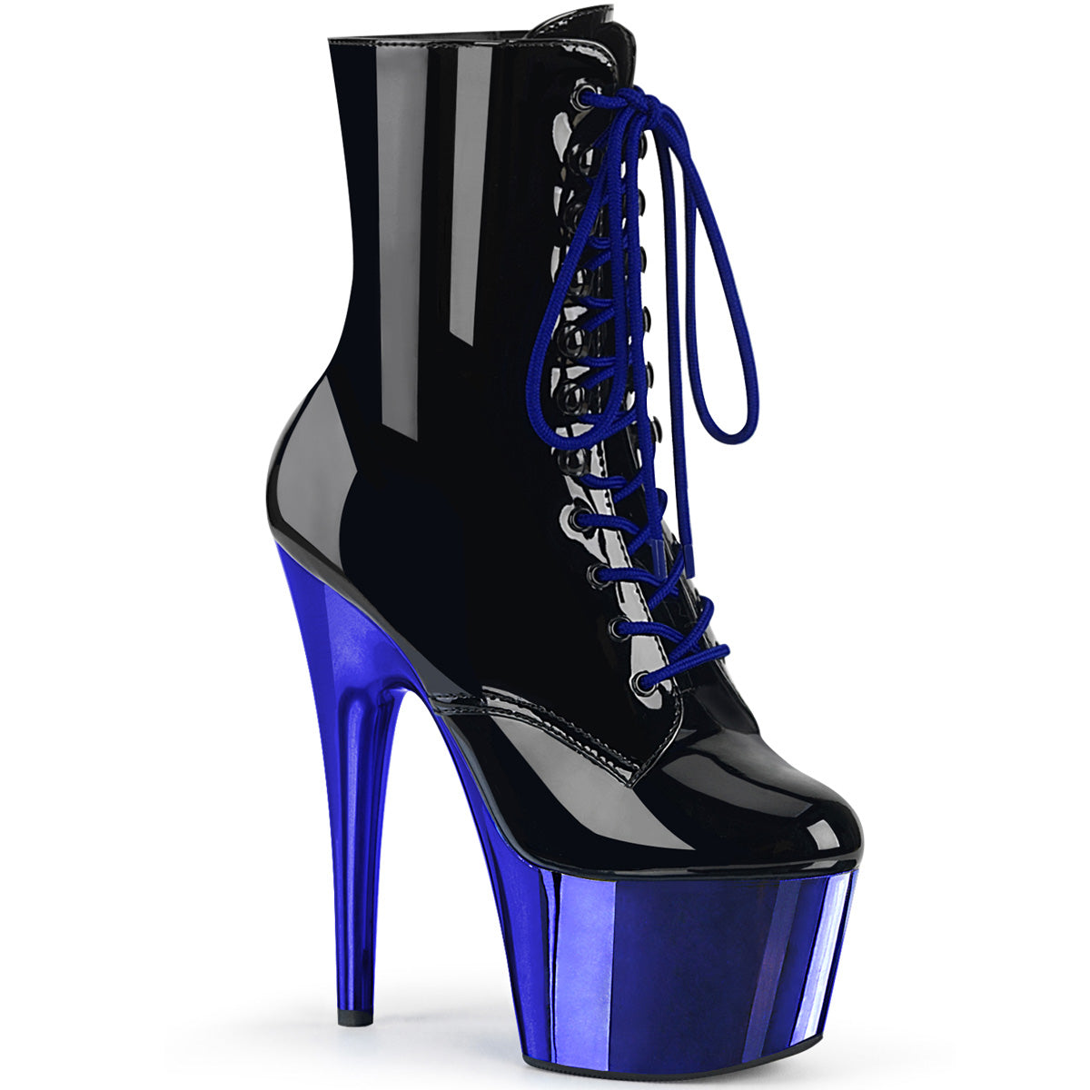 Pleaser Adore-1020Chrome Lace Up Ankle Boot