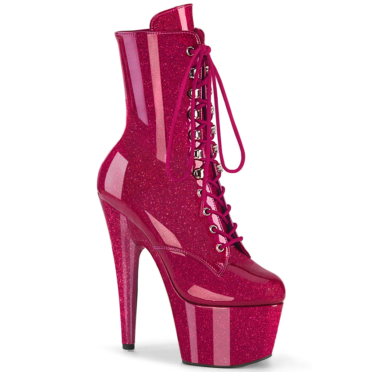 Pleaser Adore-1020GP Lace-Up Front Glitter Ankle Boot