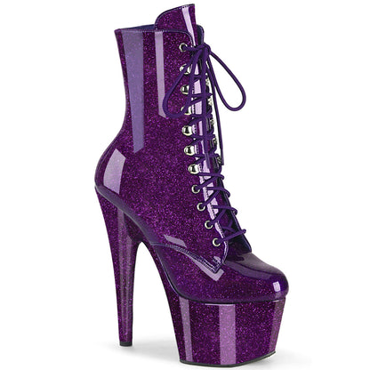 Pleaser Adore-1020GP Lace-Up Front Glitter Ankle Boot