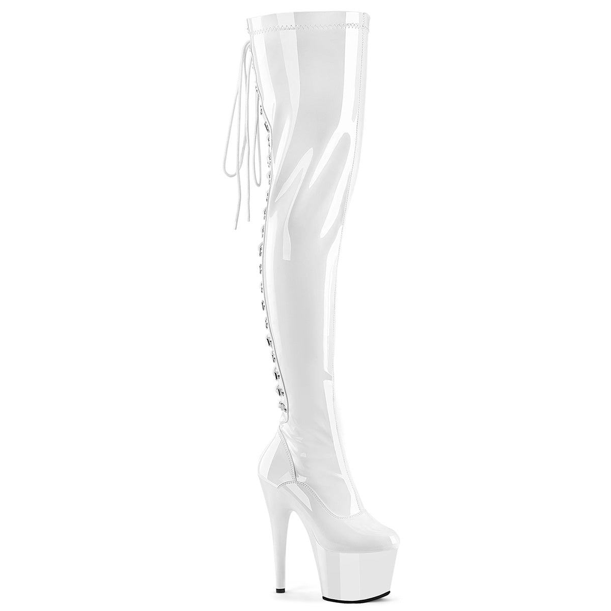 Pleaser Adore-3063 Rear Lace-Up Stretch Thigh Boot