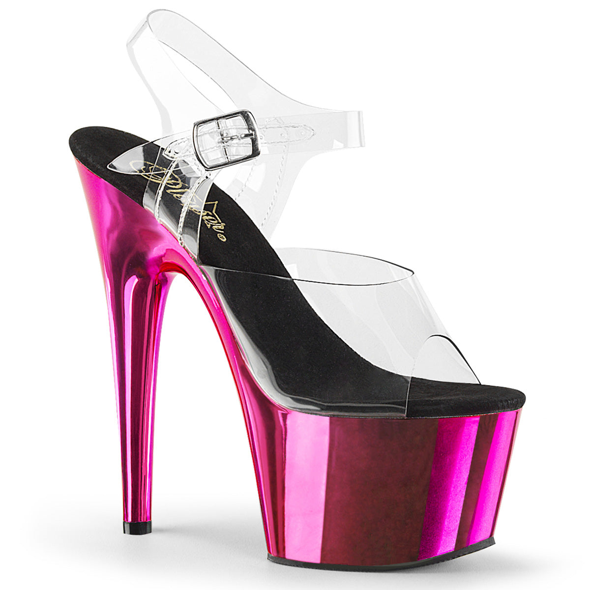 Pleaser Adore-708 Ankle Strap Sandal W/Chrome Plated Bottom