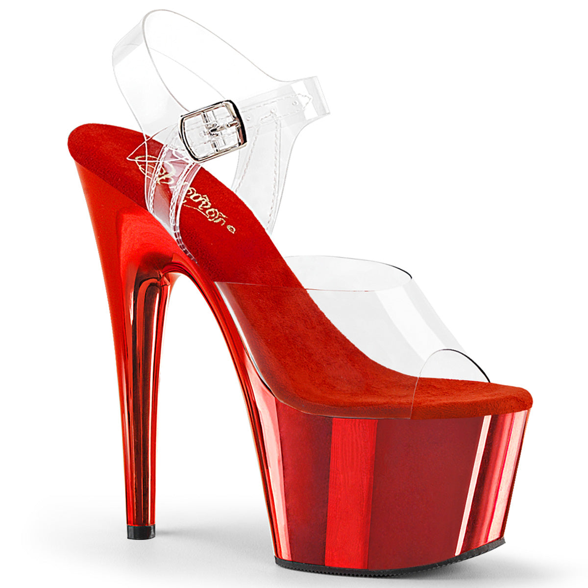 Pleaser Adore-708 Ankle Strap Sandal W/Chrome Plated Bottom