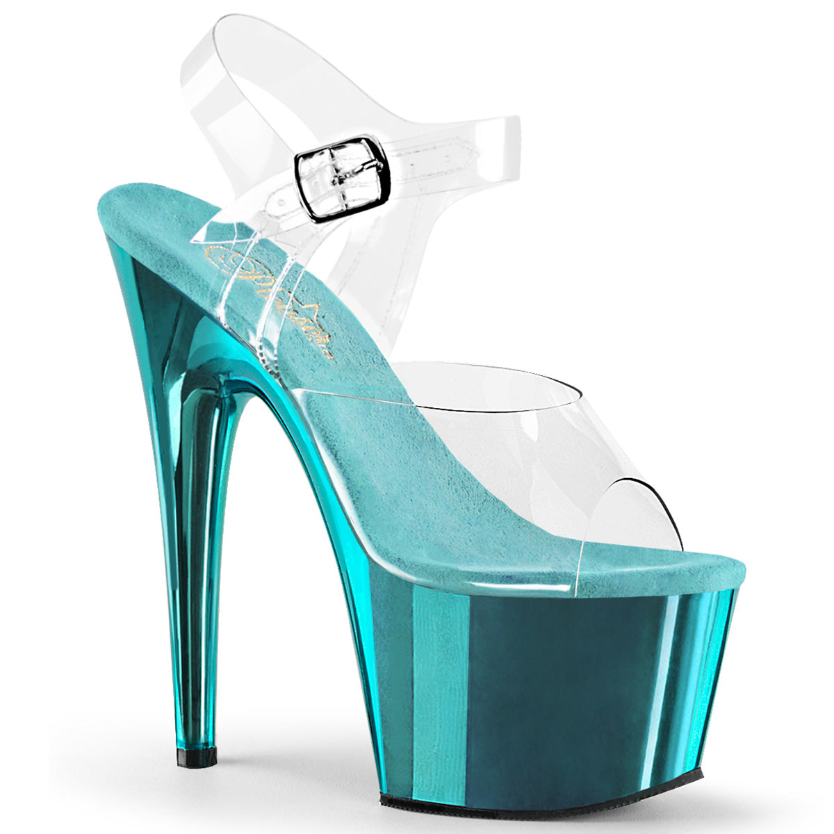 Pleaser Adore-708 Ankle Strap Sandal W/Chrome Plated Bottom