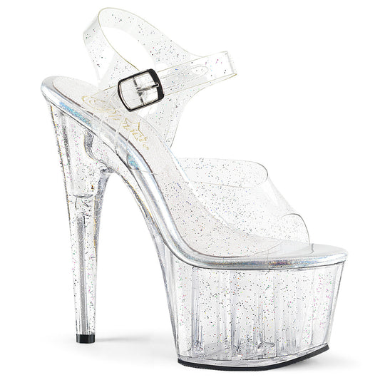 Pleaser Adore-708MMG Glittery Ankle Strap Sandal