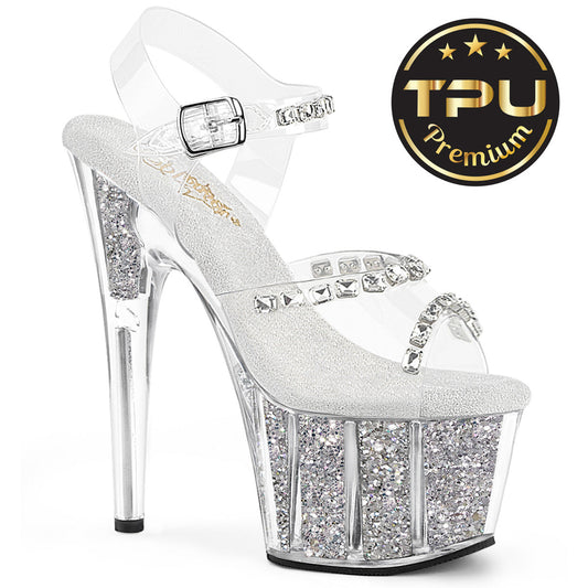 Pleaser Adore-708PREM-STNG Ankle Strap Sandal W/Glass Crystal RS