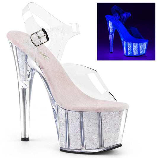 Pleaser Adore-708UVG Platform UV Ankle Strap Sandal