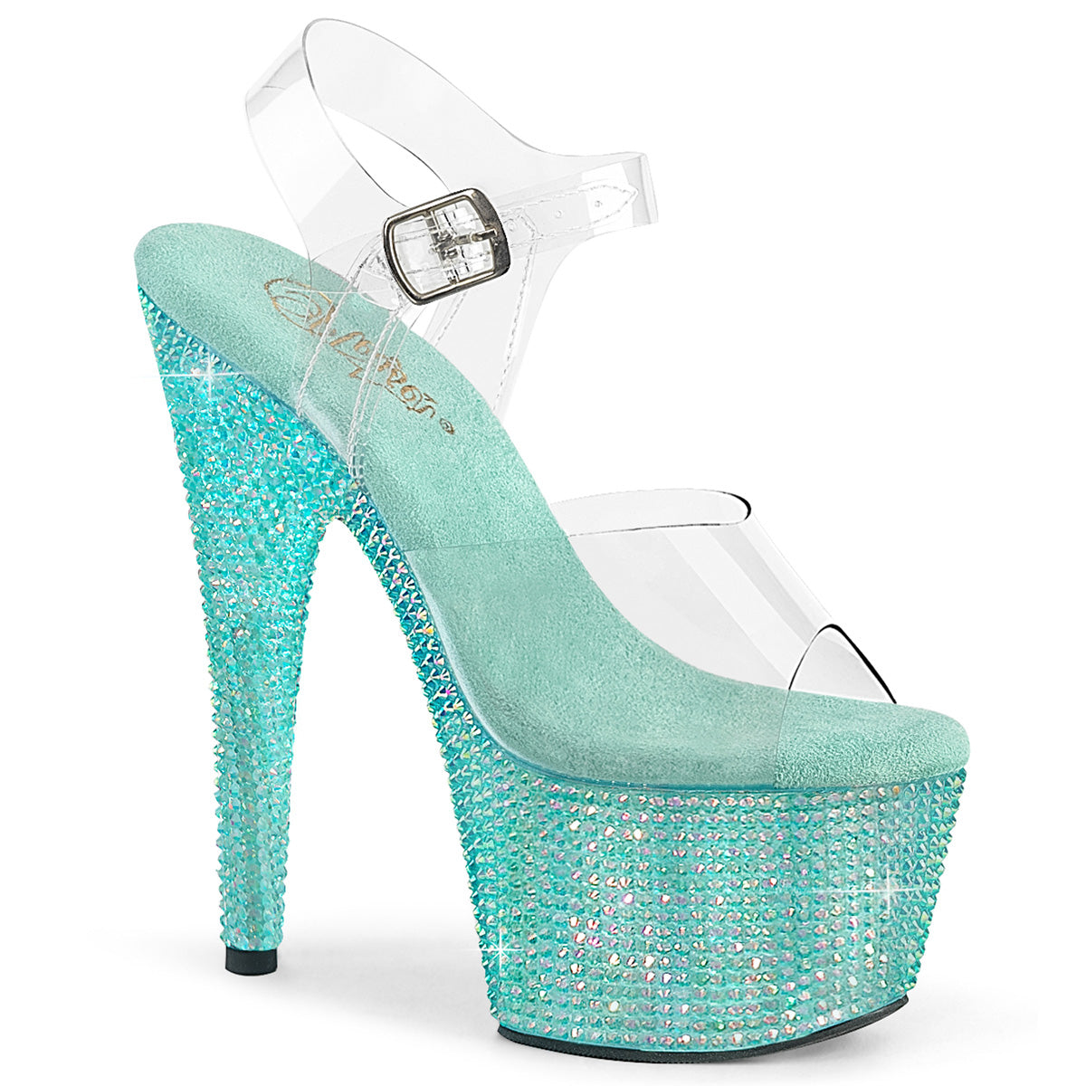 Pleaser Bejeweled-708RRS Ankle Strap Sandal W/Resin Rhinestones