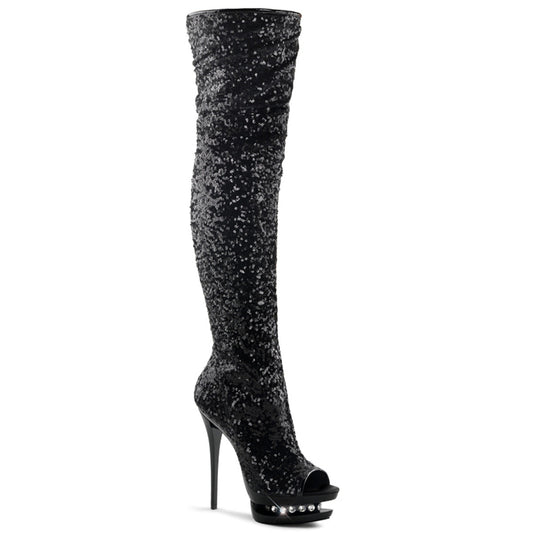 Pleaser Blondie-R-3011 Open Toe Thigh High Boot