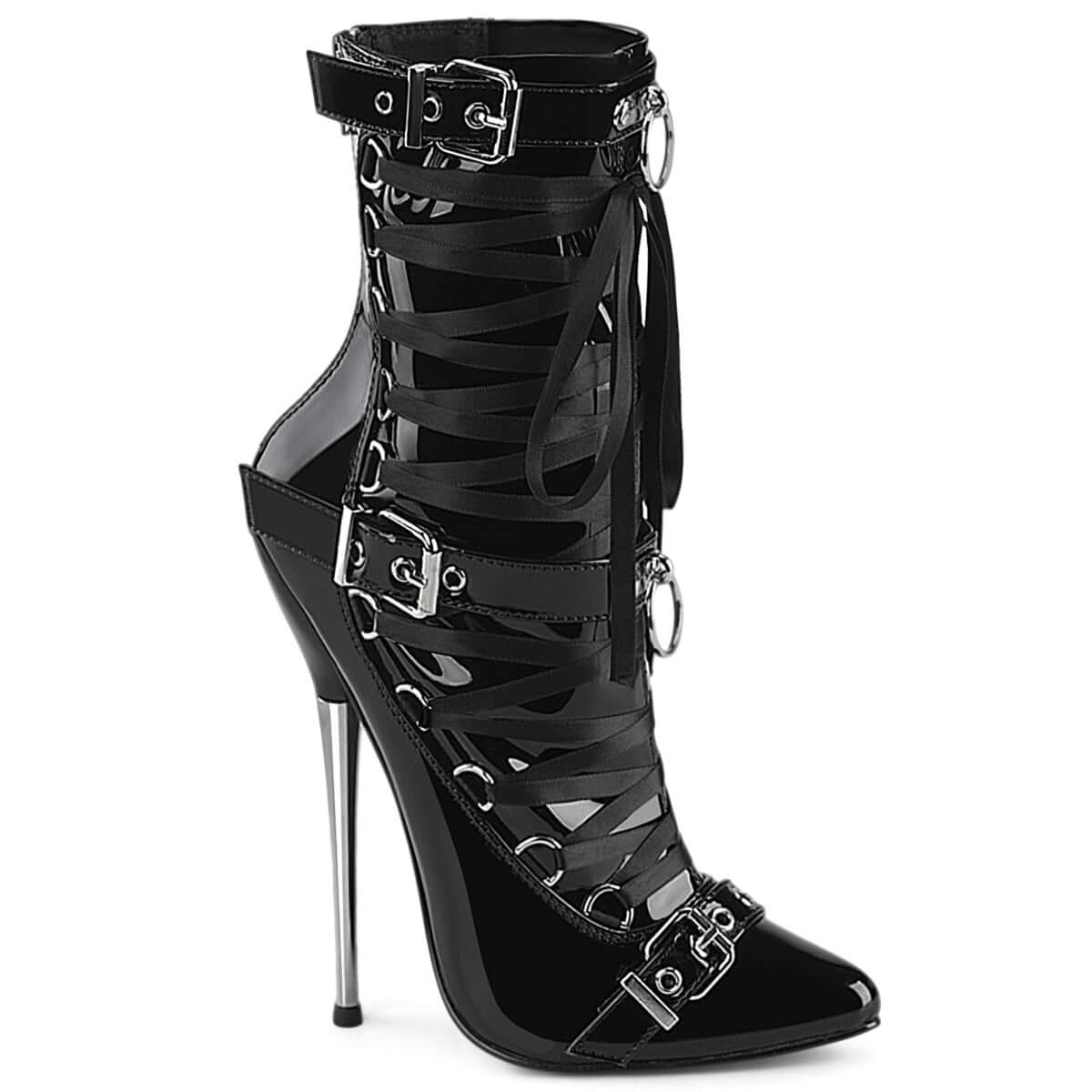 Pleaser Dagger-1032 Solid Brass Heel Ankle Boot