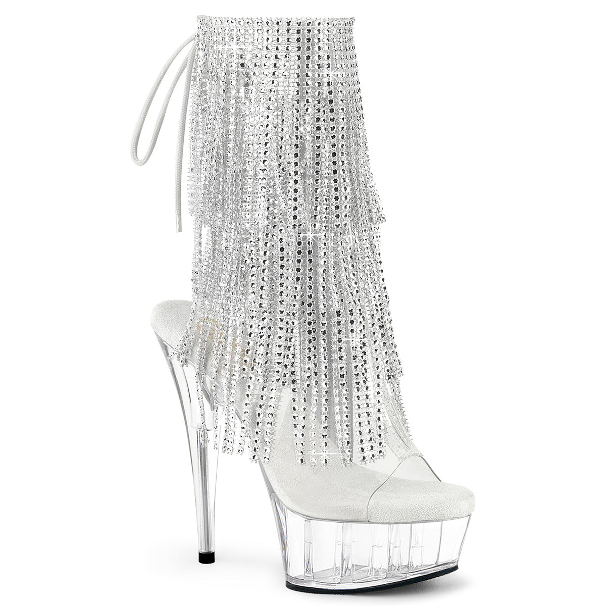 Pleaser Delight-1017RSF Rhinestone Fringe Ankle Boot