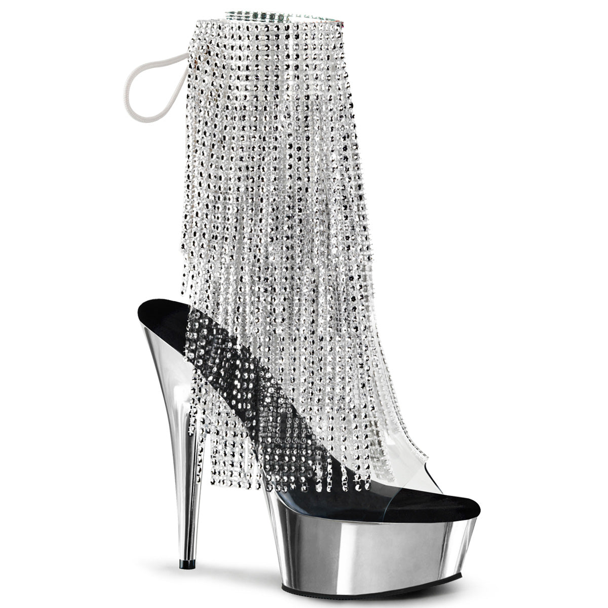 Pleaser Delight-1017RSF Rhinestone Fringe Ankle Boot