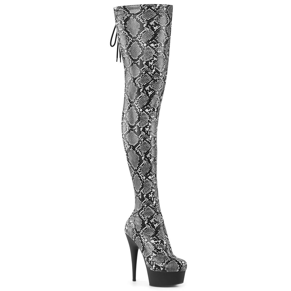 Pleaser Delight-3008SP-BT Snake Print Thigh High Boot