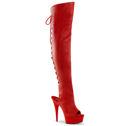 Pleaser Stripper Boots Delight-3019 Open Toe/Heel Thigh High Boot