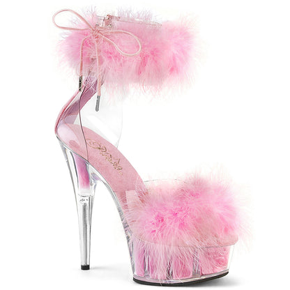 Pleaser Delight-624F Marabou Fur Ankle Cuff Sandal