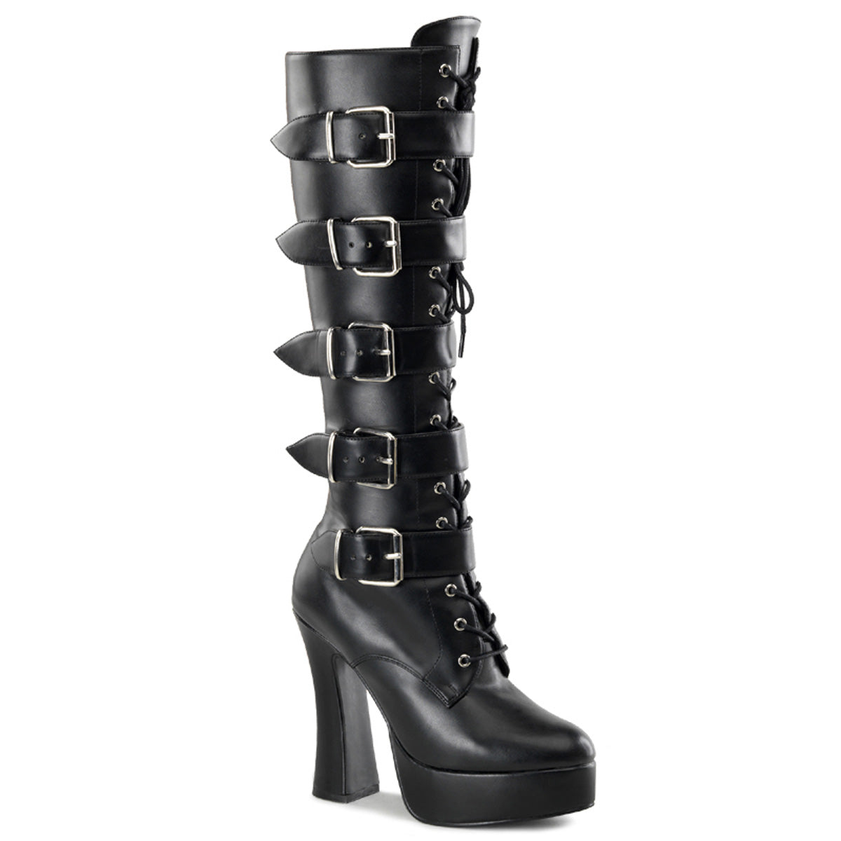 Pleaser Electra-2042 Knee Boot with 5 Buckle Detail