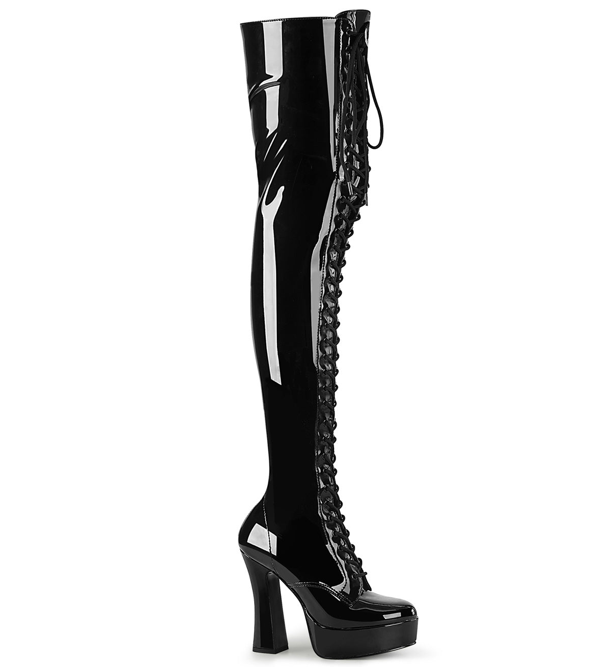 Pleaser Electra-3023 Lace-Up Front Stretch Thigh High Boot