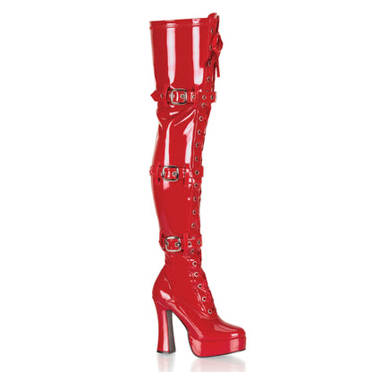 Pleaser Electra-3028 Front Lace-Up Stretch Thigh High Boot