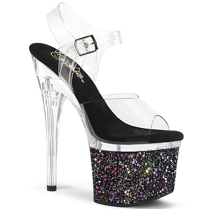 Pleaser Esteem-708LG Platform Glitter Ankle Strap Sandal