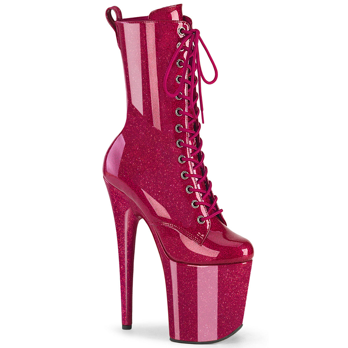 Pleaser Flamingo-1040GP Lace-Up Front Glitter Ankle Boot