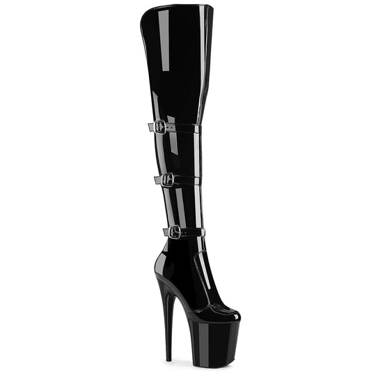 Pleaser Flamingo-3018 Triple Buckle Strap Stretch Over-The-Knee Boot