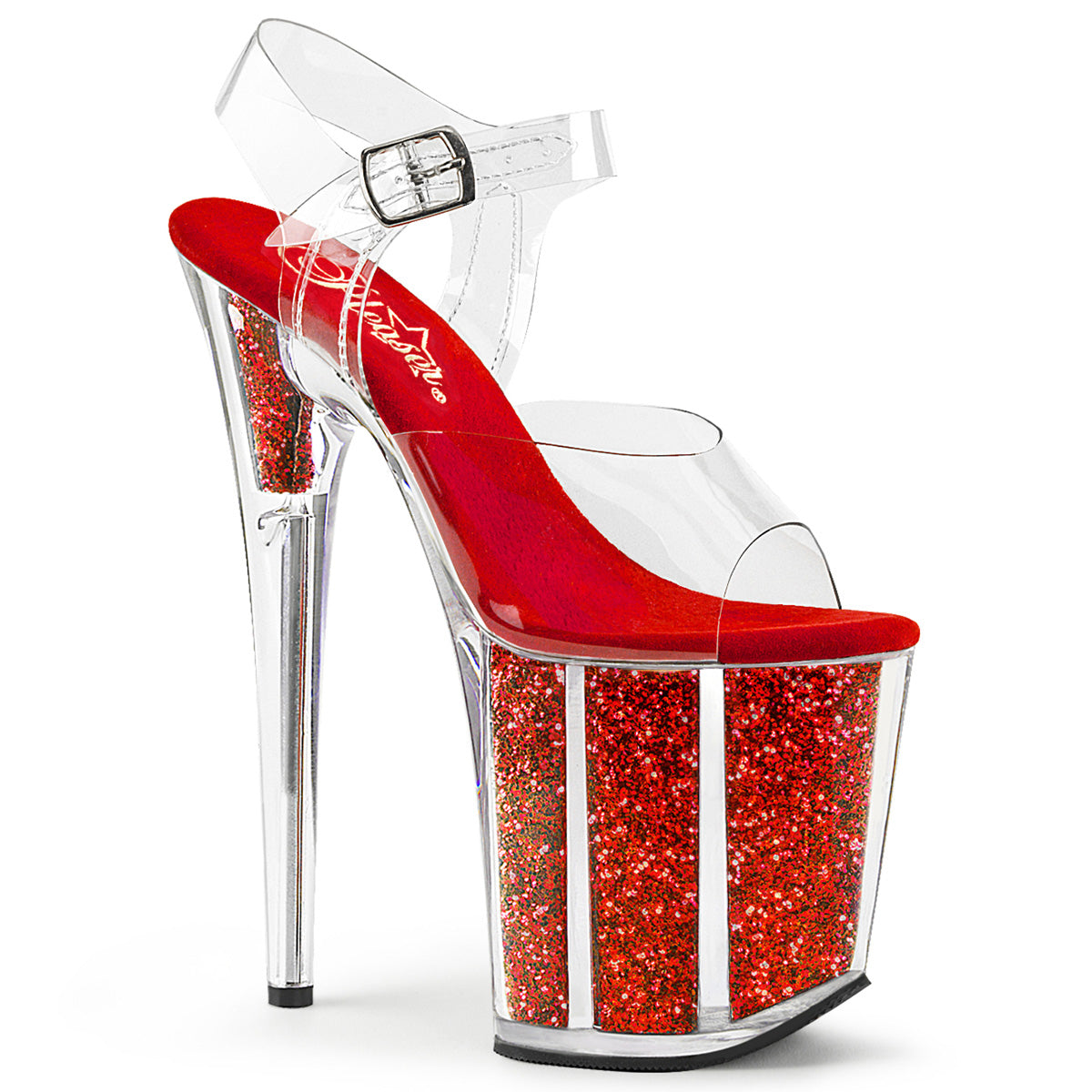 Pleaser Flamingo-808G Glitter Filled Platform Sandal