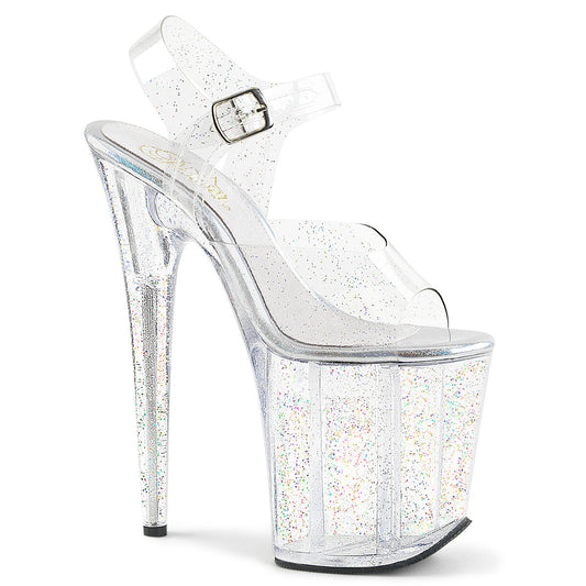 Pleaser Flamingo-808MMG Glittery Ankle Strap Sandal