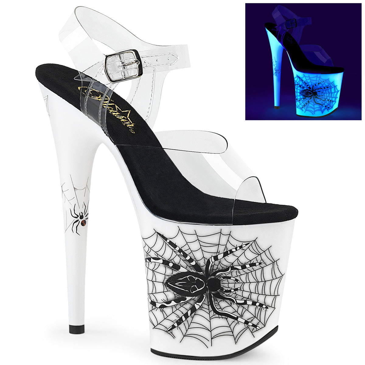 Pleaser Flamingo-808SW Ankle Strap Sandal With Spider Design