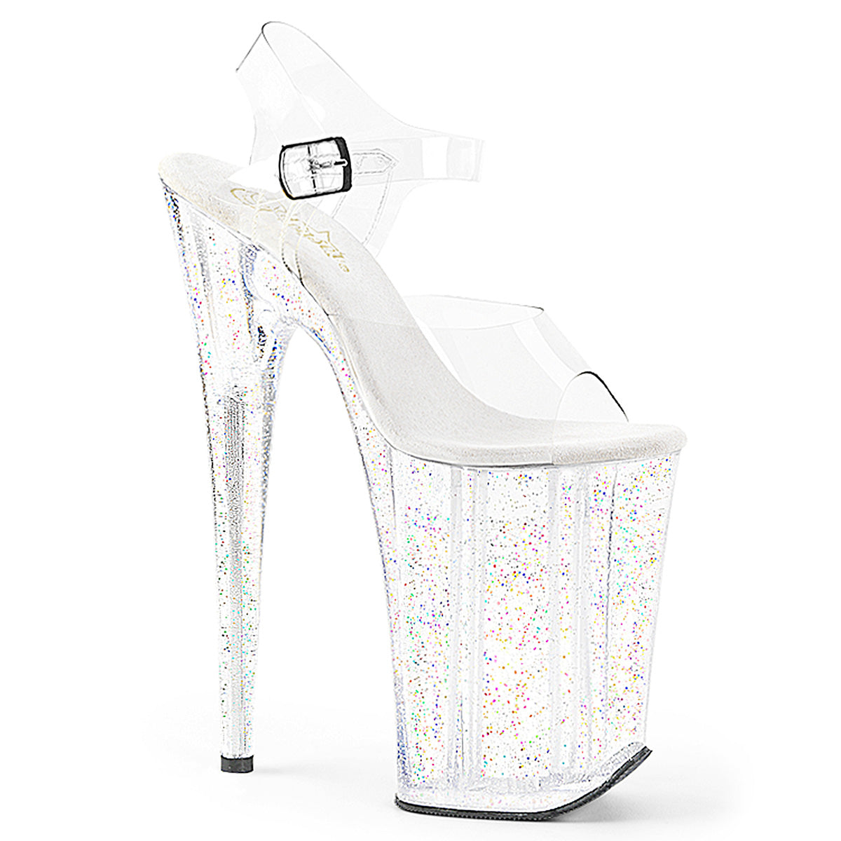 Pleaser Infinity-908MG Glittery Ankle Strap Sandal