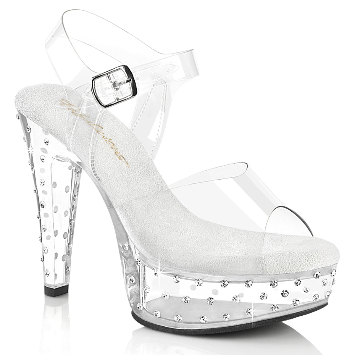 Pleaser Martini-508SDT Ankle Strap Sandal W/Rhinestones