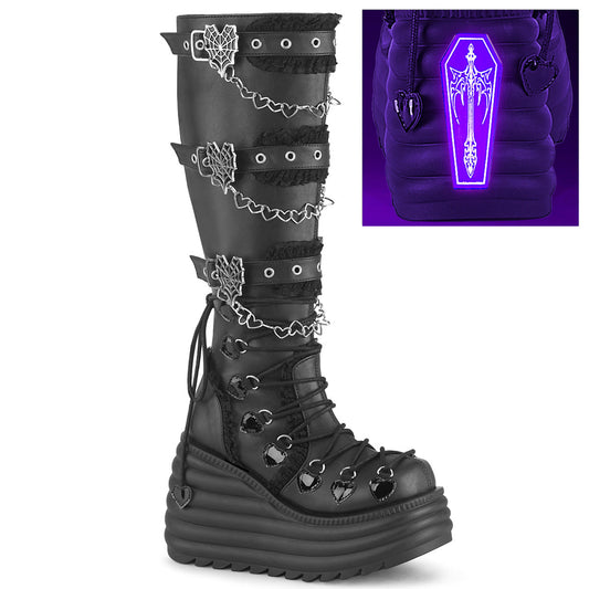 Demonia Morte-215 Wedge Platform Knee High Boot