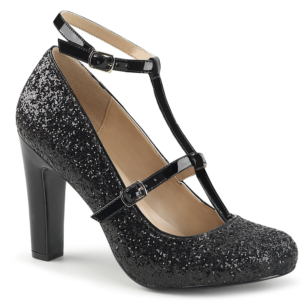 Pleaser Queen-01 Round Toe Pump W/ Glitter