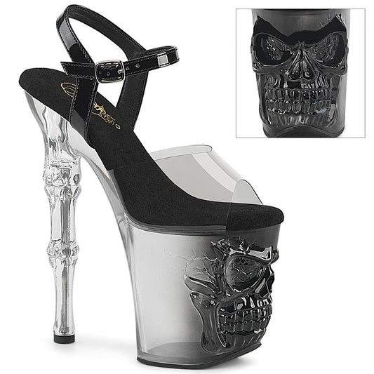 Pleaser Rapture-808T-1 Ankle Strap Sandal W/Skull & Bones Platform