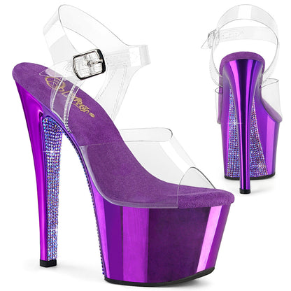 Pleaser Sky-308CHRS Ankle Strap Sandal w/ Matching Rhinestones&nbsp;