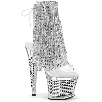 Pleaser Spectator-1017RSF Rhinestone Fringe Ankle Boot