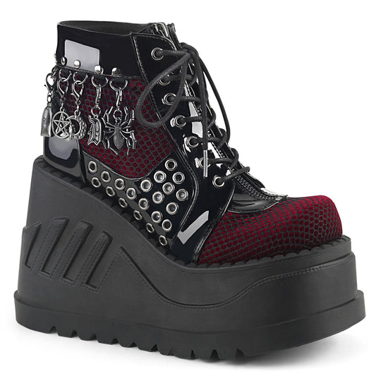 Demonia Stomp-18 Lace-Up Front Wedge Bootie