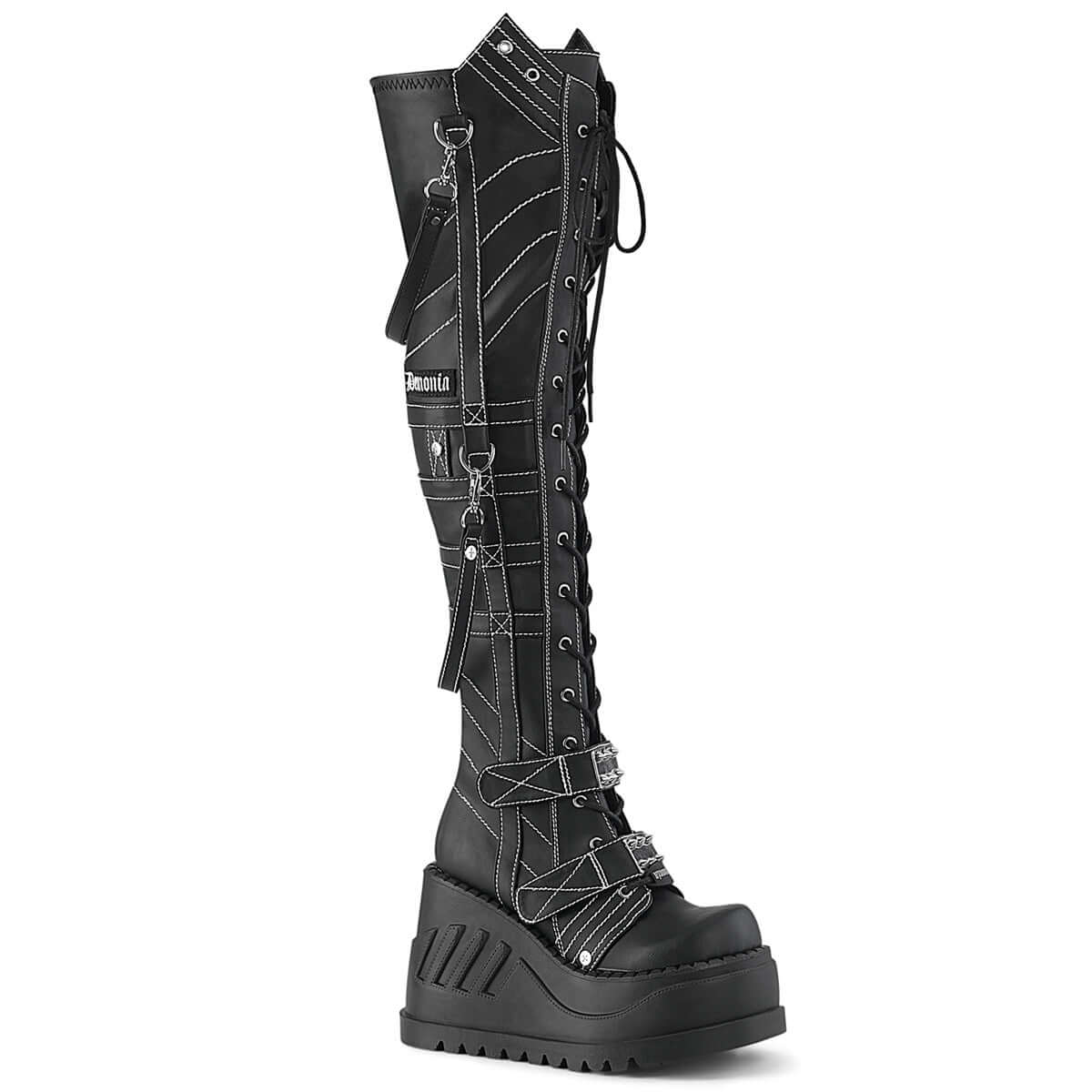 Demonia Stomp-310 Wedge Platform Stretch Over-The-Knee Boot