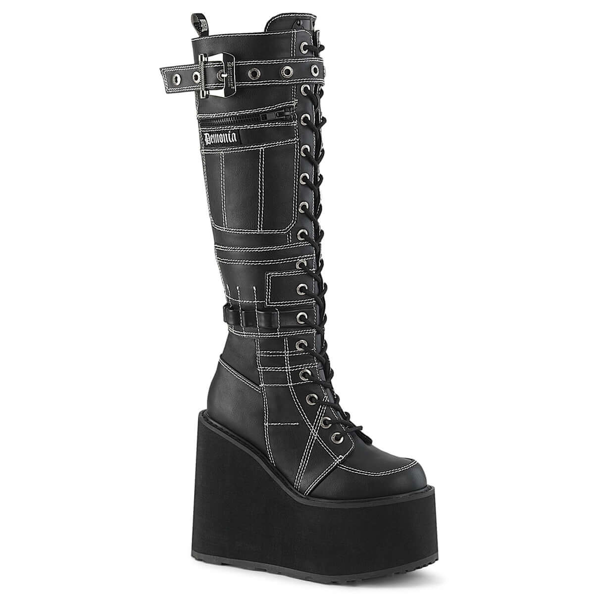 Demonia Swing-260 Wedge Platform Knee High Boot