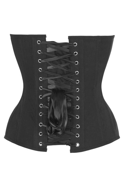 Top Drawer Black Cotton Steel Boned Overbust Corset - Daisy Corsets